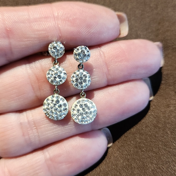 Crystal 3 Tiered Drop Earrings - Picture 1 of 4